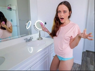 shower pov A young girl in the bathroom and in the bedroom fucked by brother in t...